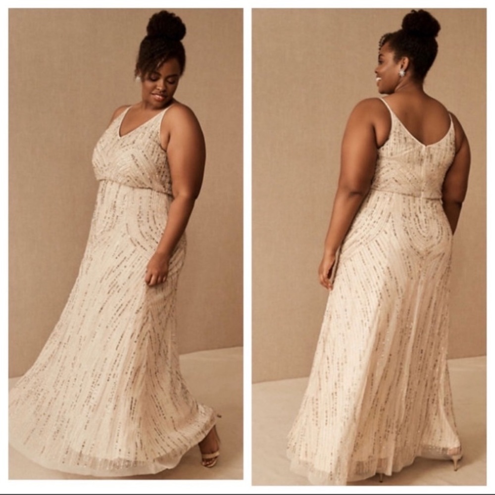 BHLDN FIDELIA BEADED GOWN MAXI DRESS in OYSTER